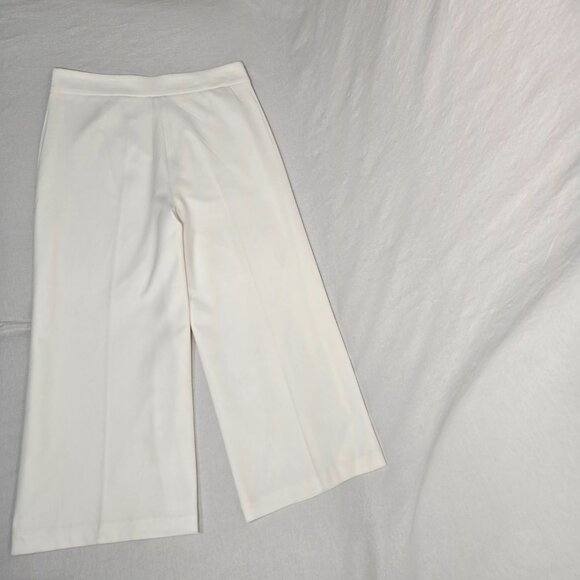 ELIE TAHARI Officecore Mob Wife IVORY Hi-Rise Wide Leg Cropped  Trouser Size 12 - Picture 6 of 16